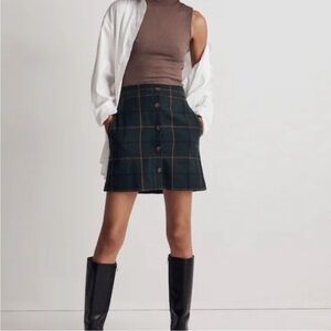 Madewell Tartan Plaid Wool Blend Mini Skirt